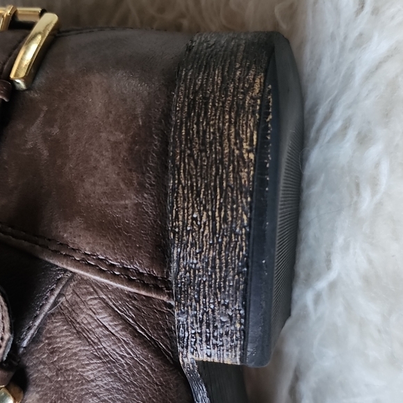 NEW! STEVE MADDEN Engage Leather Moto Booties Weathered Brown Boots - Picture 8 of 15